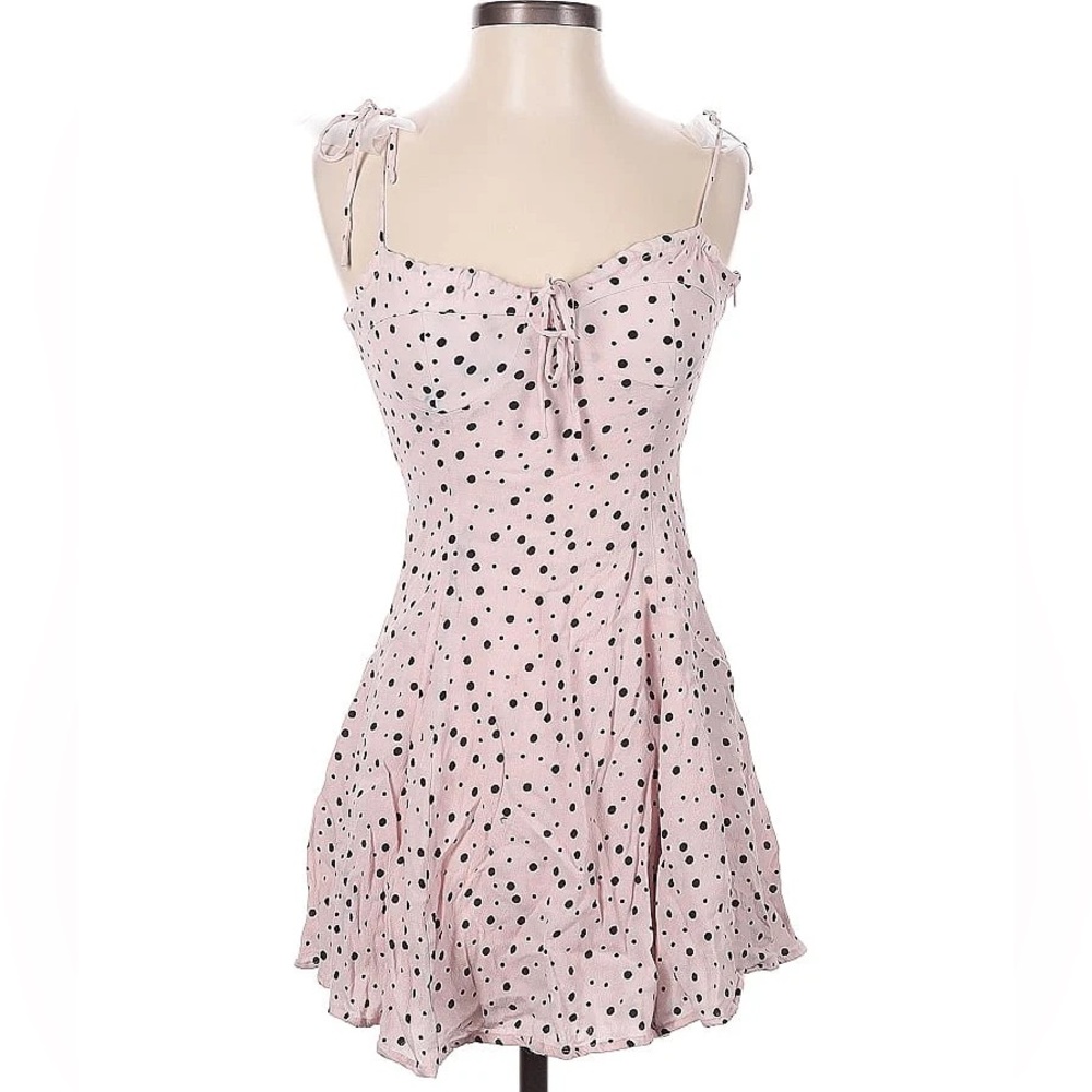 Planet Blue pink and black polka dot mini dress.